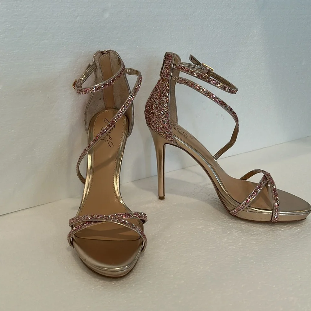 New Jewel Badgley Mischka - Jolene Metallic Stiletto sz 8.5 - Picture 3 of 9